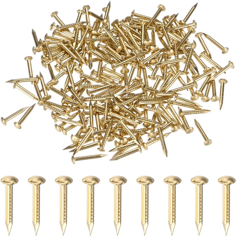 M METERXITY 200-Pack Small Tiny Nails, 1.2mm x 10mm Brass Precision MIni Nails Hardware Round Head for Wooden/DIY Crafts Decorative/Household Accessories/Picture Hanging - Image 1